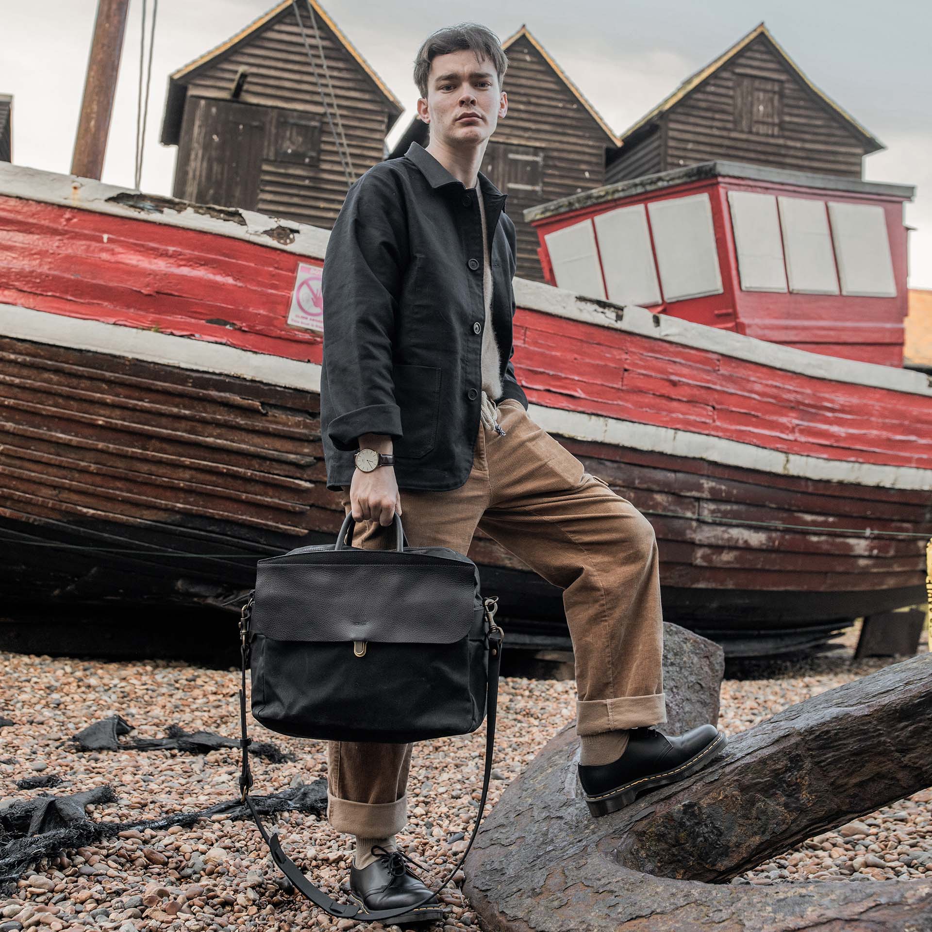 Zeppo Business bag - Canvas and leather - Black